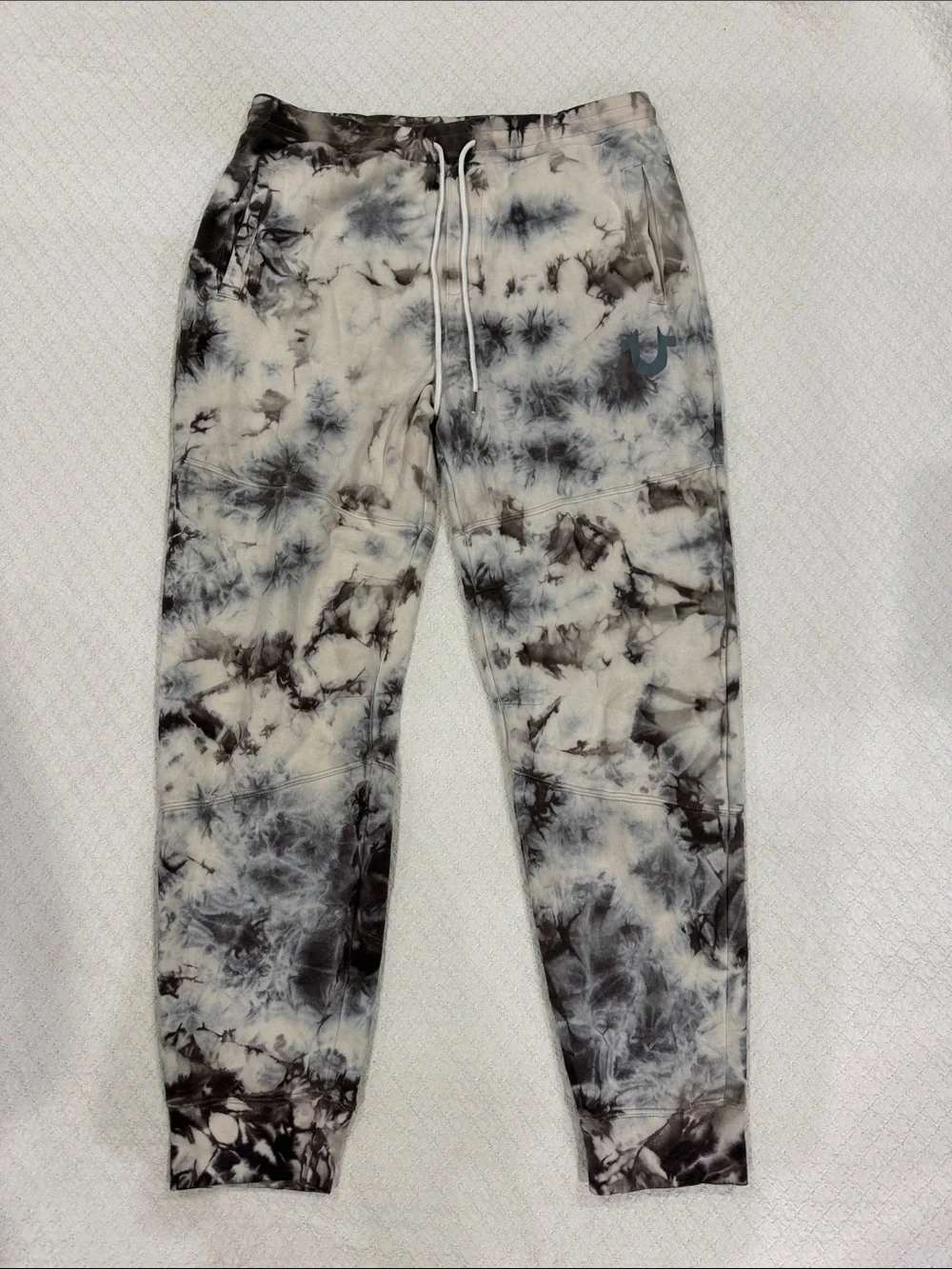 True Religion Gilden Beige & White Tie-Dye Joggers